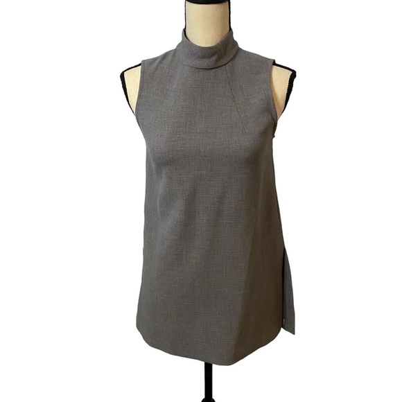 EUC Trina Turk Jaya Tunic Mock Neck Sleeveless Top in Gray Sz 2 - Picture 1 of 9